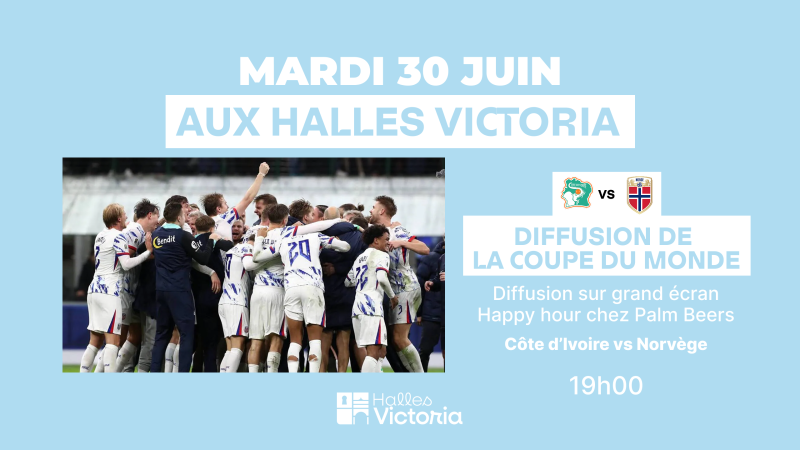Match Côte d'Ivoire Norvège diffusé sur écran géant aux Halles Victoria de Hyères