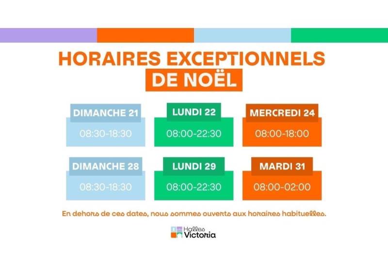 HORAIRES EXCEPTIONNELS DE NOEL AUX HALLES VICTORIA 