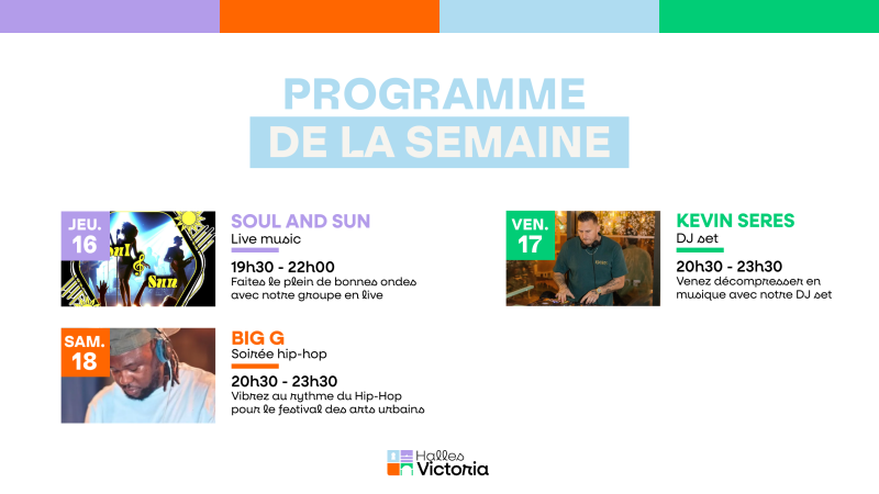 Programme des événements aux Halles Victoria à Hyères concerts et soirées DJ du 16 au 18 avril