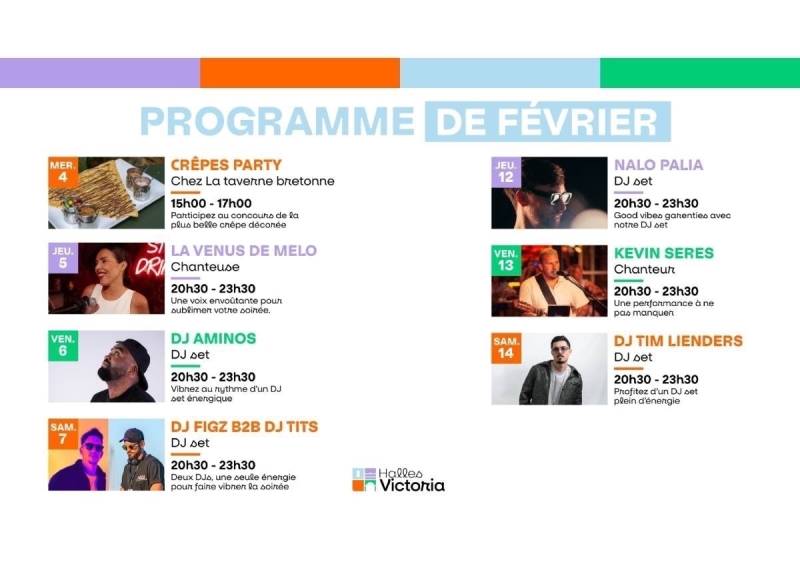 PROGRAMME DE FEVRIER AUX HALLES VICTORIA DU 04 AU 14