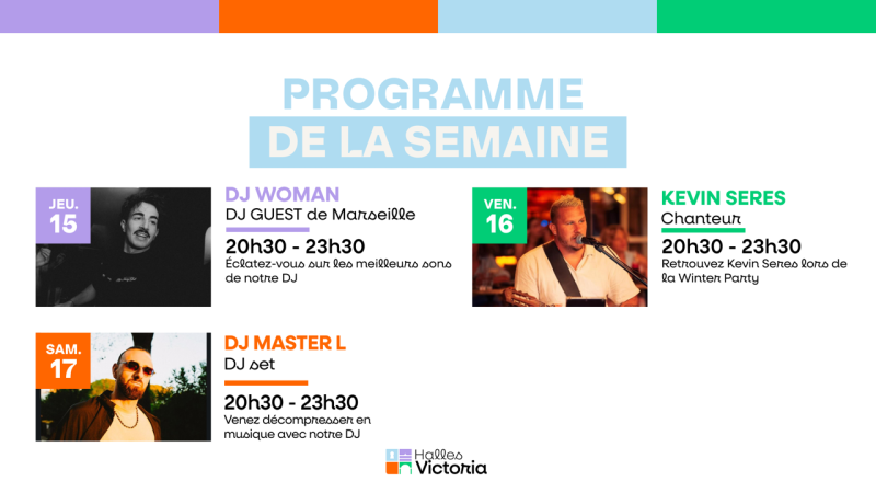 PROGRAMME DE LA SEMAINE AUX HALLES VICTORIA À HYÈRES